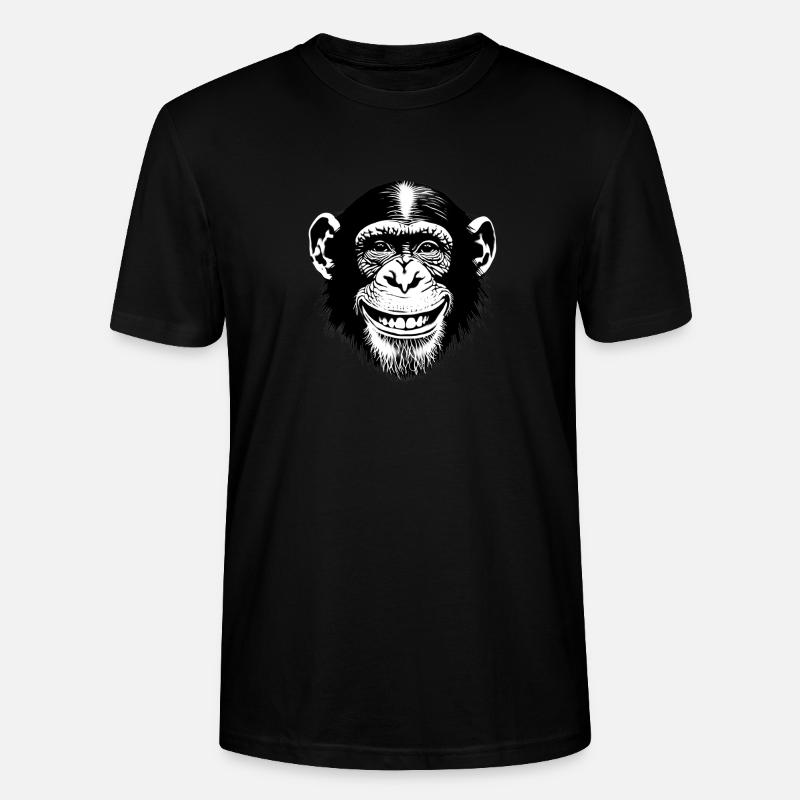 Lachender Affe Schimpse freut sich - Stanley/Stella Unisex Bio-T-Shirt CRAFTER - Schwarz