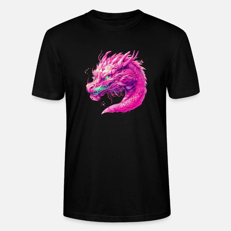 Pinker Drache - Stanley/Stella Unisex Bio-T-Shirt CRAFTER - Schwarz