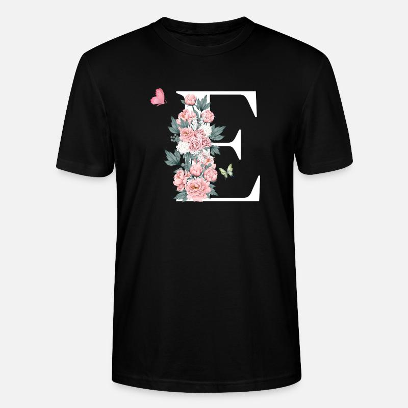 Buchstabe e rosa Blumen - Stanley/Stella Unisex Bio-T-Shirt CRAFTER - Schwarz