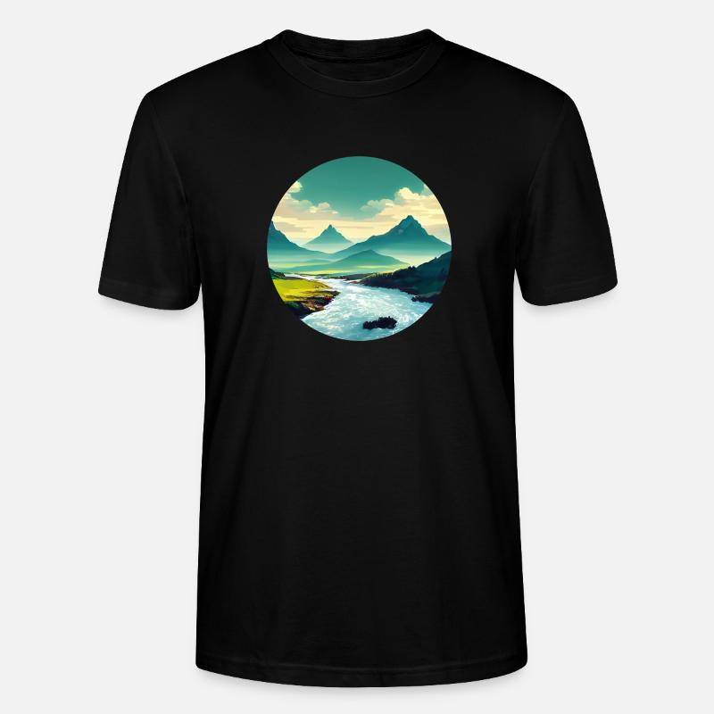 Mountain with River - Stanley/Stella Unisex Bio-T-Shirt CRAFTER - Schwarz