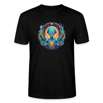 Alien - Stanley/Stella CRAFTER Unisex Organic T-Shirt - black - Front - Alina (178cm) & Michal (187cm)