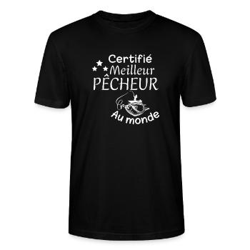 Meilleur Pêcheur au monde - T-shirt bio CRAFTER Stanley Stella Unisexe - noir - Devant - Alina (178cm) & Michal (187cm)