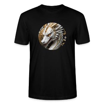 White Chinese Dragon Gold - Stanley/Stella CRAFTER Unisex Organic T-Shirt - black - Front - Alina (178cm) & Michal (187cm)