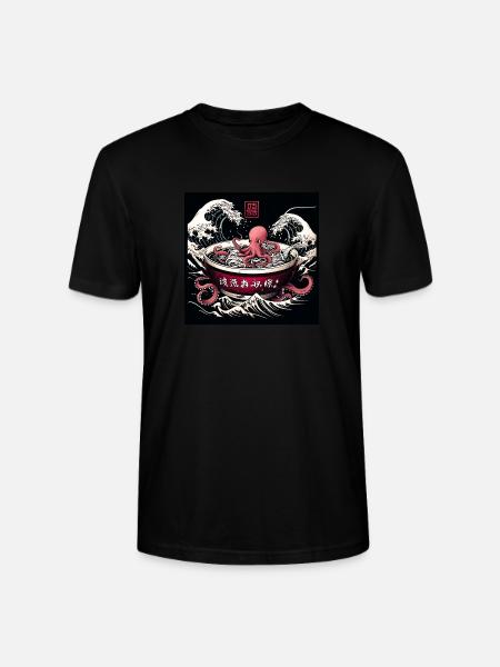 Bläckfisk och nudlar - Asiatisk gourmetmat - Ekologisk T-shirt CRAFTER unisex från Stanley/Stella - svart