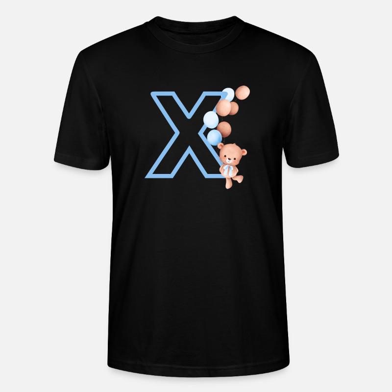 Blauer Buchstabe x Bär - Stanley/Stella Unisex Bio-T-Shirt CRAFTER - Schwarz