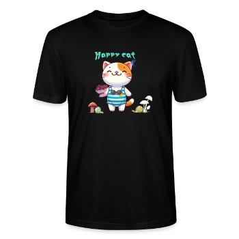 Chat mignon - T-shirt bio CRAFTER Stanley Stella Unisexe - noir - Devant - Alina (178cm) & Michal (187cm)