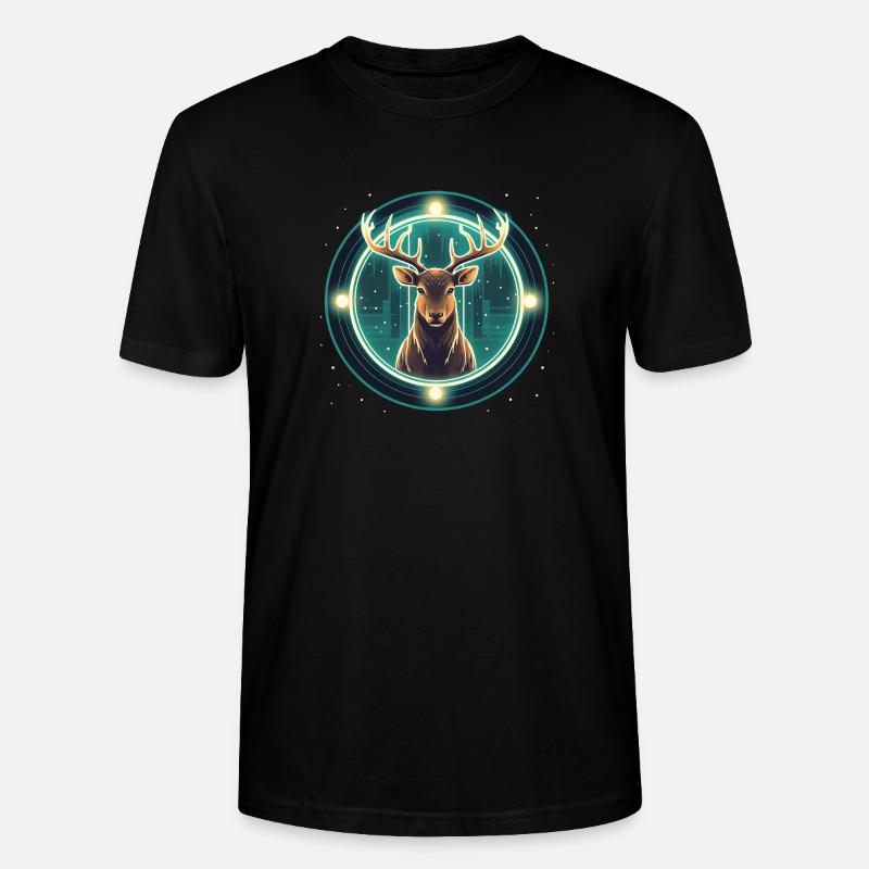 Hirsch im Weihnachtsschmuck, Liebeshirsche - Stanley/Stella Unisex Bio-T-Shirt CRAFTER - Schwarz