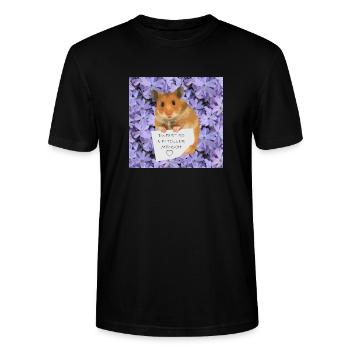 Hamster Zettel Botschaft Toller Mensch bist - Stanley/Stella Unisex Bio-T-Shirt CRAFTER - Schwarz - Vorne - Alina (178cm) & Michal (187cm)