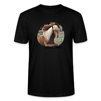 Iceland Horses - Stanley/Stella CRAFTER Unisex Organic T-Shirt - black - Front - Alina (178cm) & Michal (187cm)