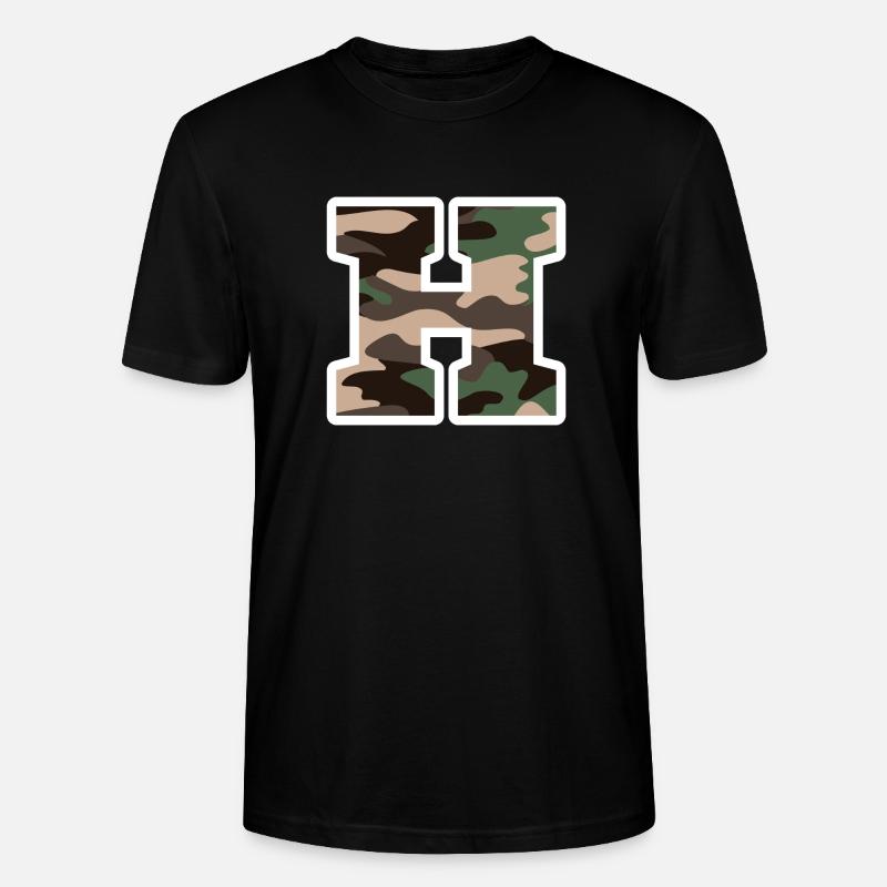 Buchstabe H Militärtarnung - Geschenkidee - Stanley/Stella Unisex Bio-T-Shirt CRAFTER - Schwarz