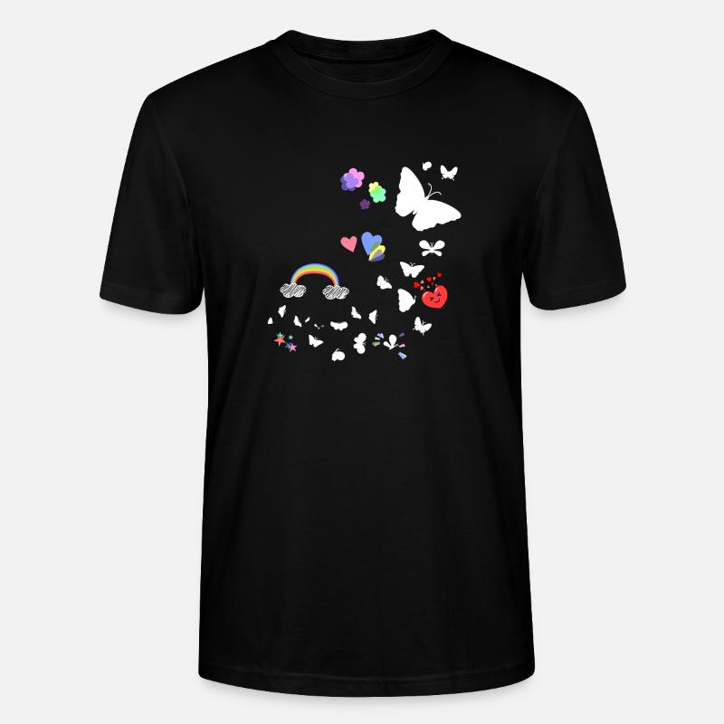 Schmetterlinge,regenbogen, Sterne,Herzen - Stanley/Stella Unisex Bio-T-Shirt CRAFTER - Schwarz