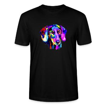 Teckel stylisé - T-shirt bio CRAFTER Stanley Stella Unisexe - noir - Devant - Alina (178cm) & Michal (187cm)