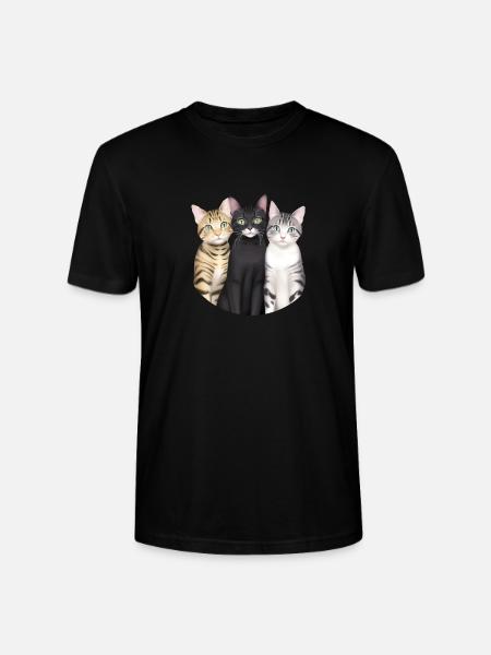 3 cute cats - Stanley/Stella CRAFTER Unisex Organic T-Shirt - black