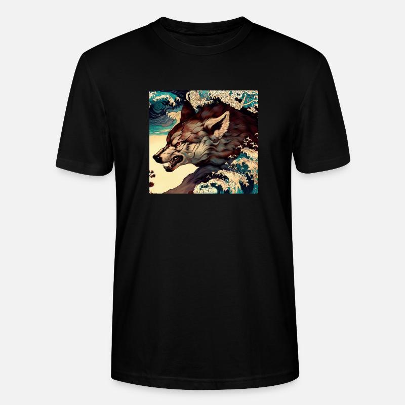 Wolf Japanisch - Stanley/Stella Unisex Bio-T-Shirt CRAFTER - Schwarz