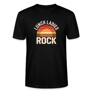 Proud of the Lunch Ladies - Stanley/Stella CRAFTER Unisex Organic T-Shirt - black - Front - Alina (178cm) & Michal (187cm)