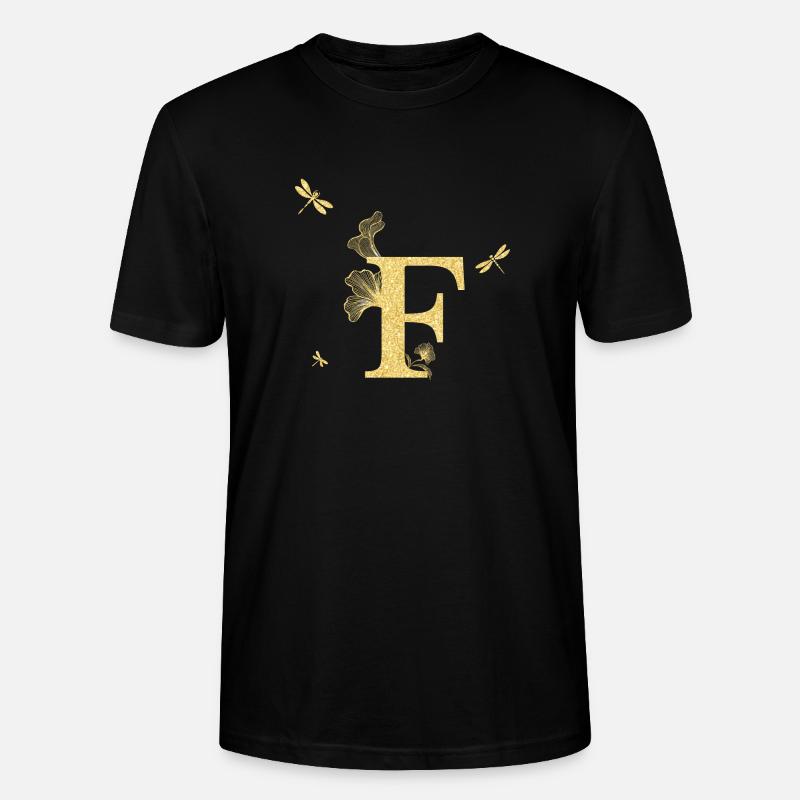 Buchstabe f Goldene Glitzerlibelle - Geschenkidee - Stanley/Stella Unisex Bio-T-Shirt CRAFTER - Schwarz