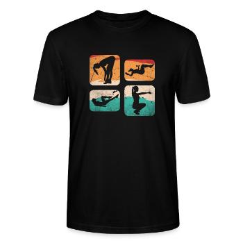 fitness sportive retro - T-shirt bio CRAFTER Stanley Stella Unisexe - noir - Devant - Alina (178cm) & Michal (187cm)