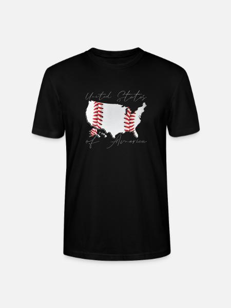 USA | echter Baseball | Landkarte Script - Stanley/Stella Unisex Bio-T-Shirt CRAFTER - Schwarz