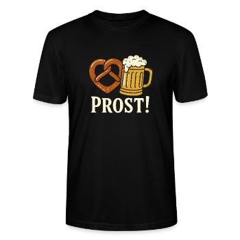 Prost Bier und Brezel Saufen Trinken - Stanley/Stella Unisex Bio-T-Shirt CRAFTER - Schwarz - Vorne - Alina (178cm) & Michal (187cm)