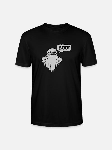 Boo Speech Bubble Evil Spirit - Stanley/Stella CRAFTER Unisex Organic T-Shirt - black