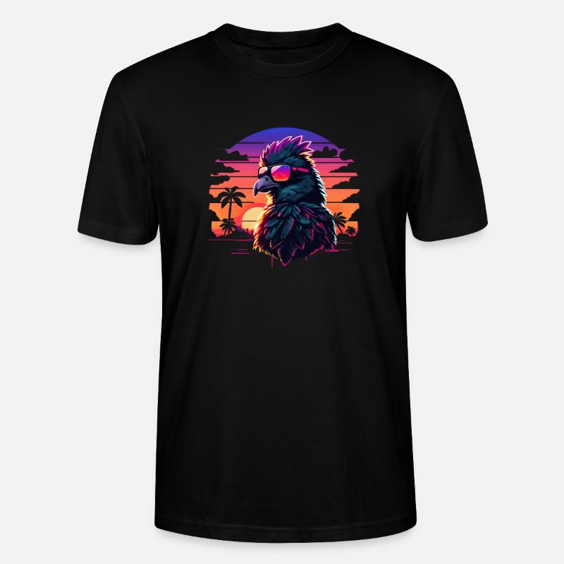 Synthwave Bird Sunset - T-shirt bio CRAFTER Stanley Stella Unisexe - noir