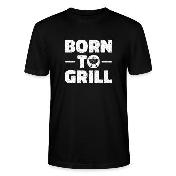 Born To Grill - Lustiges Geschenk für Grill-Enthusiasten - Stanley/Stella Unisex Bio-T-Shirt CRAFTER - Schwarz - Vorne - Alina (178cm) & Michal (187cm)