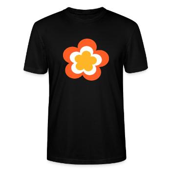 70er Jahre Blume Muster - Stanley/Stella Unisex Bio-T-Shirt CRAFTER - Schwarz - Vorne - Alina (178cm) & Michal (187cm)