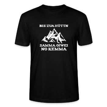 Bis zua Hüttn samma oiwei no kemma - weiße Edition - Stanley/Stella Unisex Bio-T-Shirt CRAFTER - Schwarz - Vorne - Alina (178cm) & Michal (187cm)