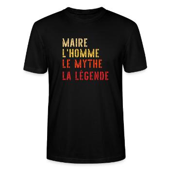 Maire L'homme Le Mythe La Légende Officier Municip - T-shirt bio CRAFTER Stanley Stella Unisexe - noir - Devant - Alina (178cm) & Michal (187cm)