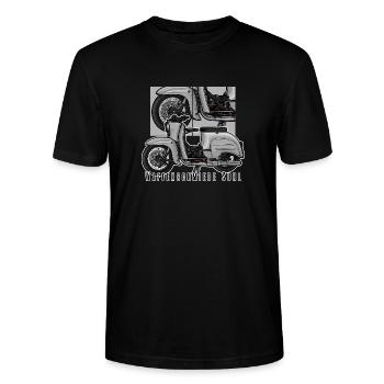 Schwalbe (grau) // Illustration - Stanley/Stella Unisex Bio-T-Shirt CRAFTER - Schwarz - Vorne - Alina (178cm) & Michal (187cm)