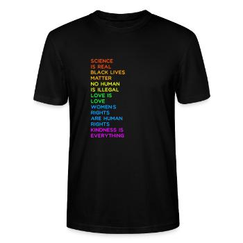 SCIENCE IS REAL BLACK LIVES MATTER LGBT LOVE LINKS - Stanley/Stella Unisex Bio-T-Shirt CRAFTER - Schwarz - Vorne - Alina (178cm) & Michal (187cm)