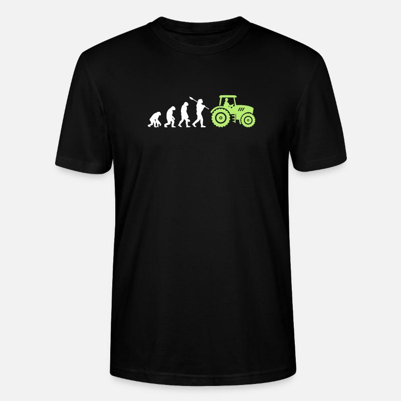 Evolution Farmer and Tractor - Stanley/Stella CRAFTER Unisex Organic T-Shirt - black