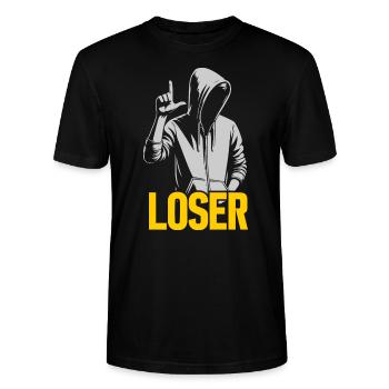 "Loser" - Auffälliges und Humorvolles Design - Stanley/Stella Unisex Bio-T-Shirt CRAFTER - Schwarz - Vorne - Alina (178cm) & Michal (187cm)