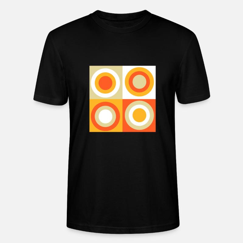 70s Pattern Circles Squiggle - Stanley/Stella CRAFTER Unisex Organic T-Shirt - black