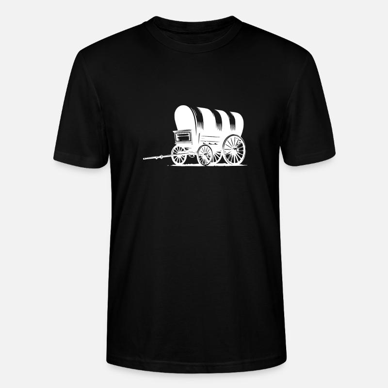 Planwagen mit gestreifter Plane - Stanley/Stella Unisex Bio-T-Shirt CRAFTER - Schwarz