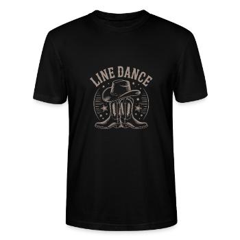 Line Dance mein Hobby. Cooles Linedance Design - Stanley/Stella Unisex Bio-T-Shirt CRAFTER - Schwarz - Vorne - Alina (178cm) & Michal (187cm)