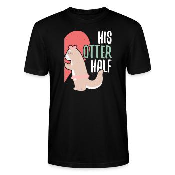 His Otter Half Love Couple Valentine's Day Couple Couple Couple - Stanley/Stella CRAFTER Unisex Organic T-Shirt - black - Front - Alina (178cm) & Michal (187cm)