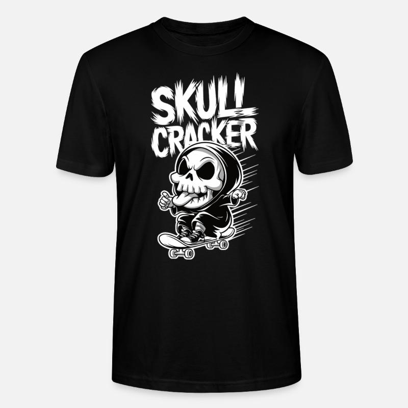 Skull Cracker Skateboard - Stanley/Stella CRAFTER Unisex Organic T-Shirt - black