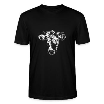 lustige Kuh weiß Kuhkopf Geschenk Bauern Landwirte - Stanley/Stella Unisex Bio-T-Shirt CRAFTER - Schwarz - Vorne - Alina (178cm) & Michal (187cm)