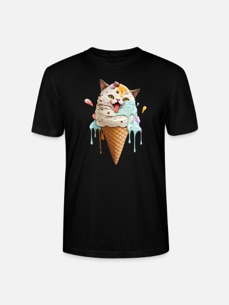 Crème glacée chat - T-shirt bio CRAFTER Stanley Stella Unisexe - noir
