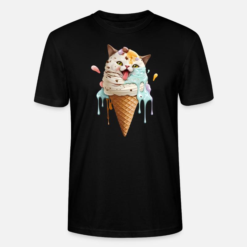 Eiscreme Katze - Stanley/Stella Unisex Bio-T-Shirt CRAFTER - Schwarz
