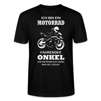Motorrad Onkel Normal Nur Cooler - Spruch - Stanley/Stella Unisex Bio-T-Shirt CRAFTER - Schwarz - Vorne - Alina (178cm) & Michal (187cm)