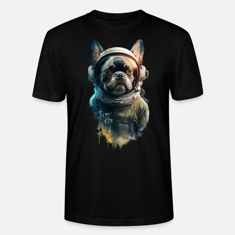 Astronaute bouledogue français - T-shirt bio CRAFTER Stanley Stella Unisexe - noir