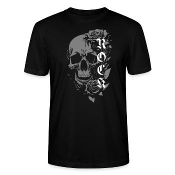 crâne de roche avec des roses - T-shirt bio CRAFTER Stanley Stella Unisexe - noir - Devant - Alina (178cm) & Michal (187cm)