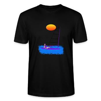 Windsurfen-Surfer-Sommer-Wassersport - Stanley/Stella Unisex Bio-T-Shirt CRAFTER - Schwarz - Vorne - Alina (178cm) & Michal (187cm)