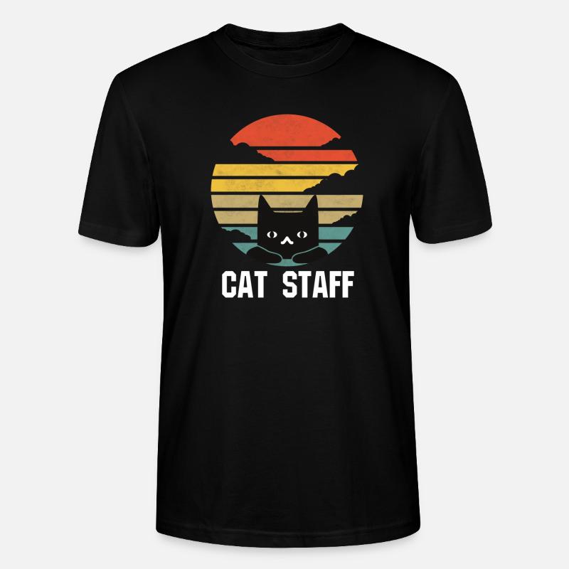 cat staff retro - Stanley/Stella Unisex Bio-T-Shirt CRAFTER - Schwarz