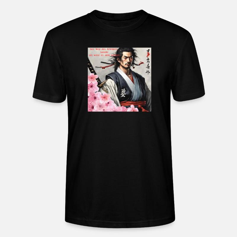 Japanischer Samurai Krieger Kirchblüten - Stanley/Stella Unisex Bio-T-Shirt CRAFTER - Schwarz