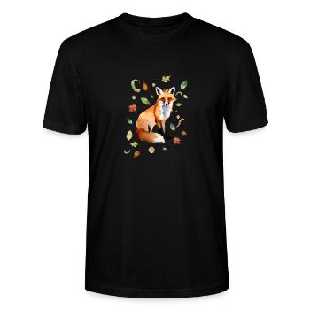 Fox with name in dark text - Stanley/Stella CRAFTER Unisex Organic T-Shirt - black - Front - Alina (178cm) & Michal (187cm)