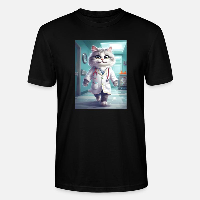 Arzt Katze Beruf Geschenk - Stanley/Stella Unisex Bio-T-Shirt CRAFTER - Schwarz