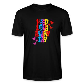 Besoin d’amour tous les jours – parce que l’amour est la force - T-shirt bio CRAFTER Stanley Stella Unisexe - noir - Devant - Alina (178cm) & Michal (187cm)